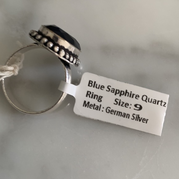 Fashion ring. Sapphire quartz set in German Silver. - Picture 2 of 2